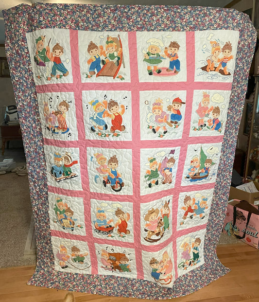 Kids Painted Blocks Twin Quilt